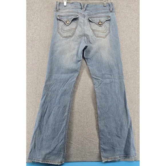 Vtg Y2K Candie's Jeans Juniors Sz 9 Bootcut Flare Bell Light Low Hippie Grunge - Picture 2 of 7